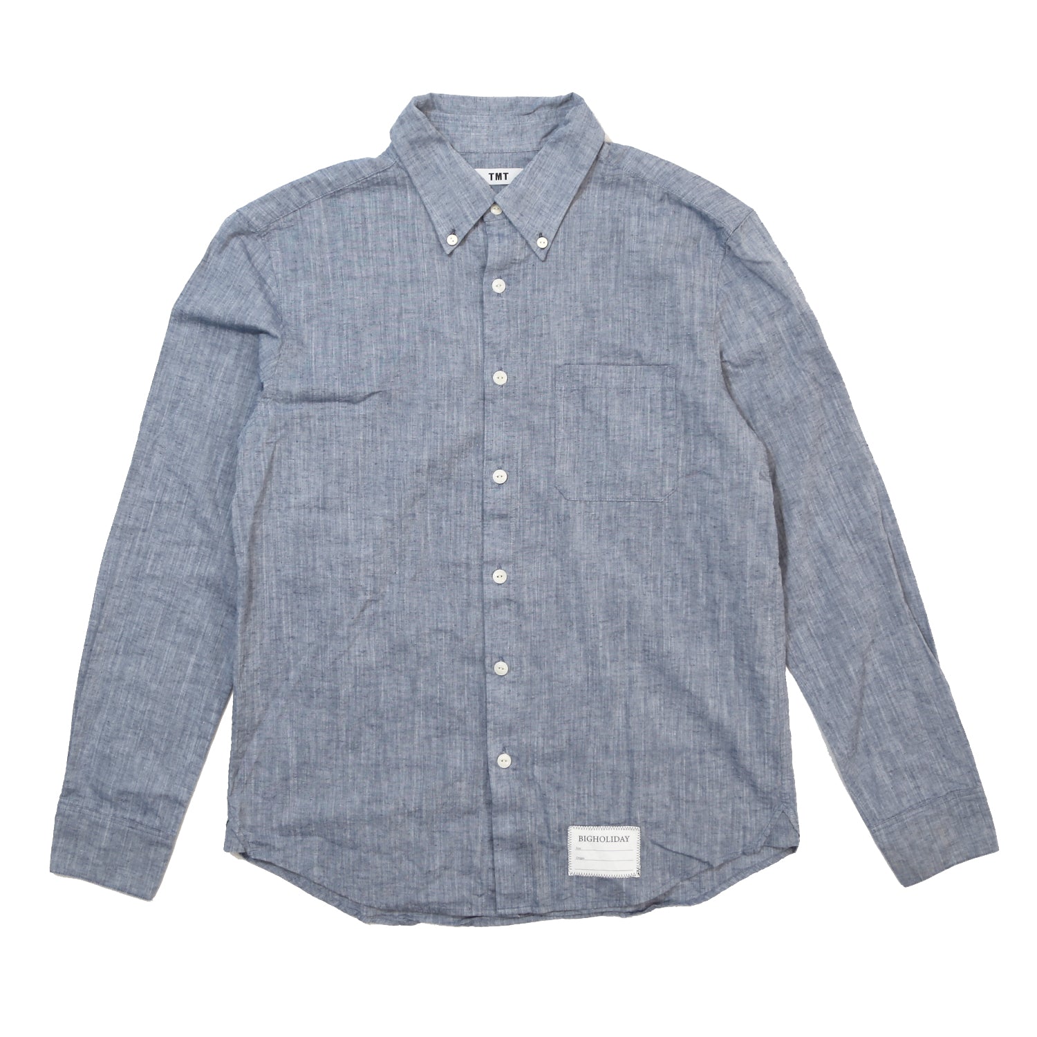 COTTON LINEN CHAMBRAY SHIRTS/ NAVY