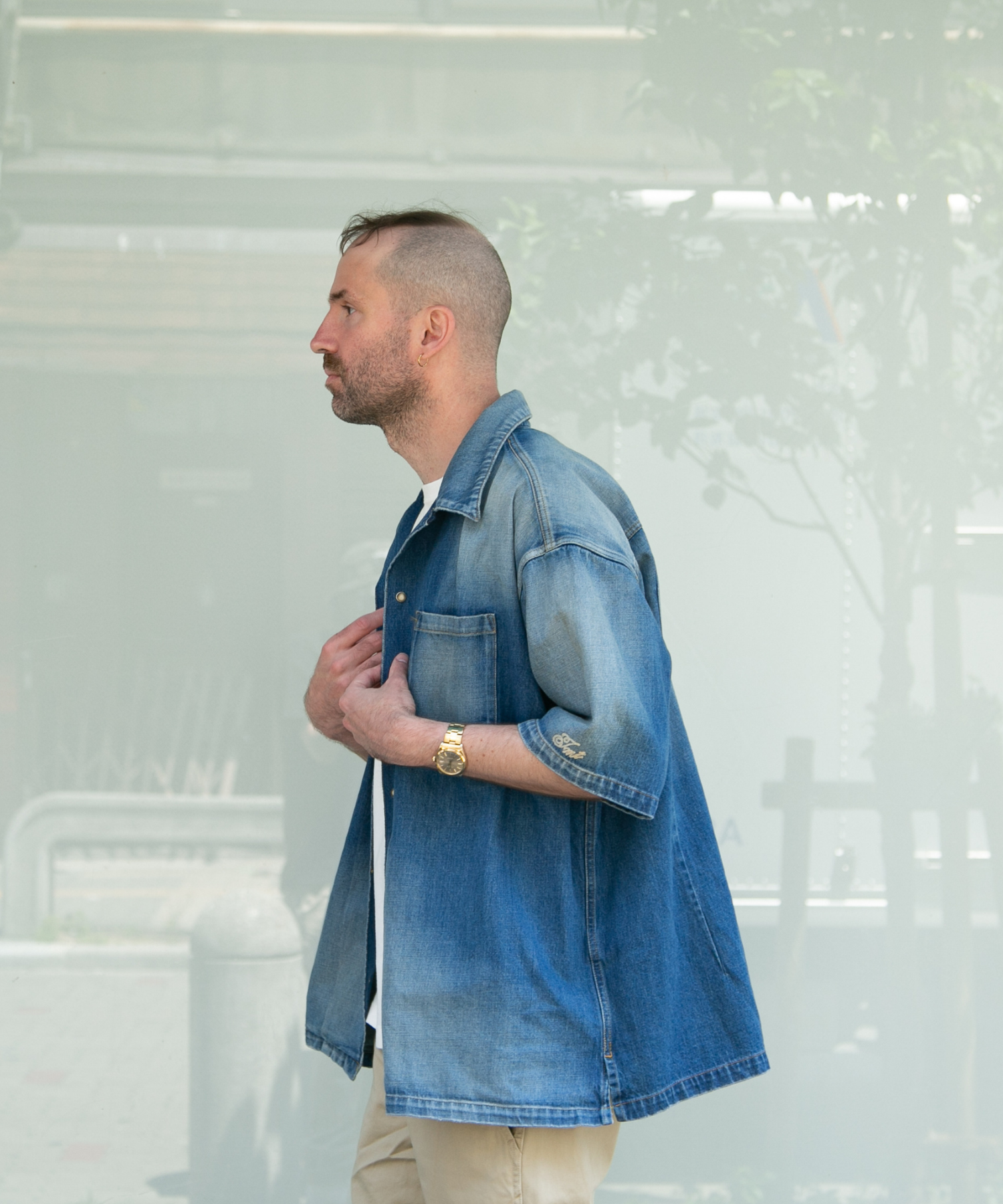 10oz DENIM SHORT SLEEVE SHIRTS(OVERSIZED)