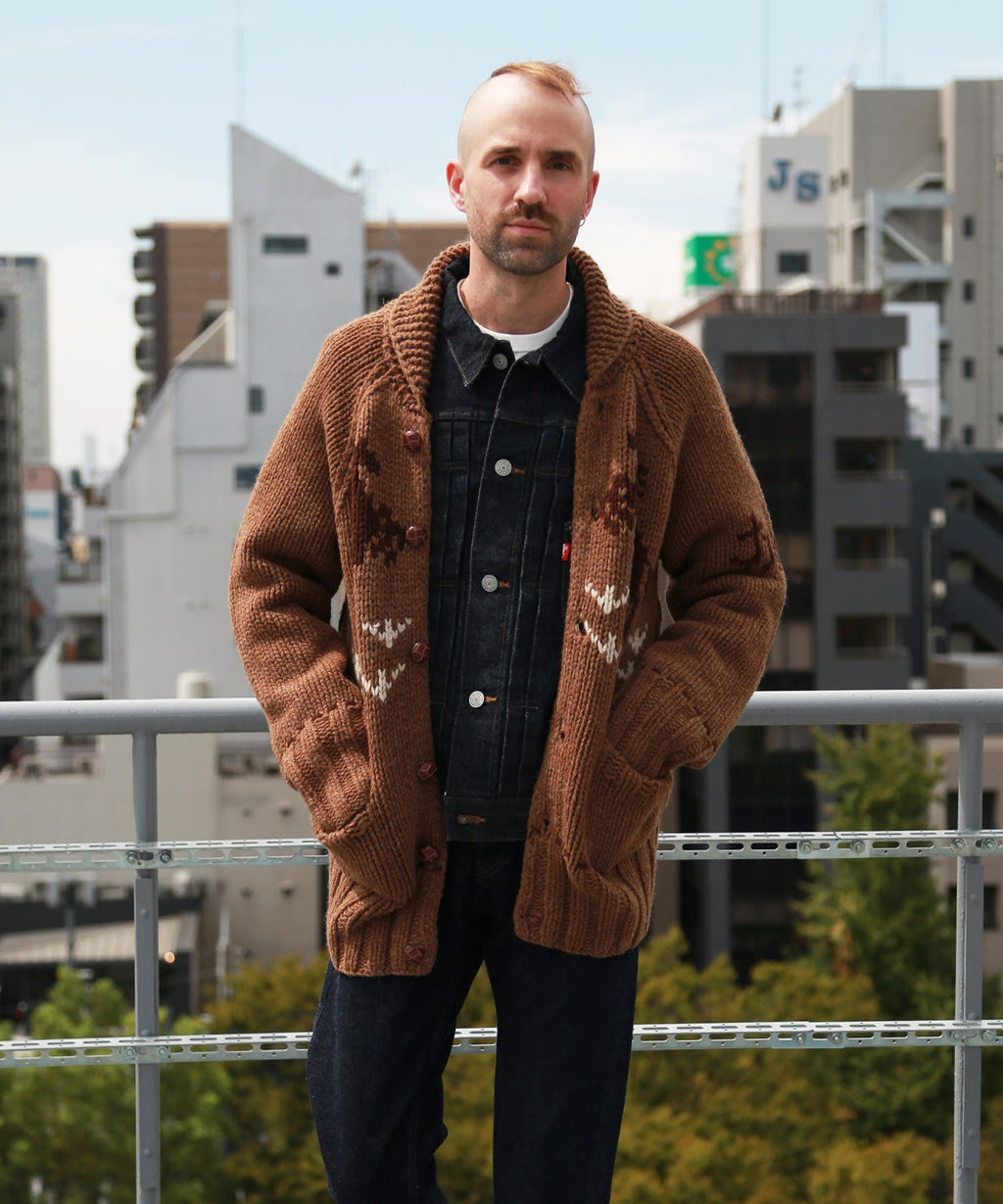 ROUGH GAUGE COWICHAN CARDIGAN／ BROWN
