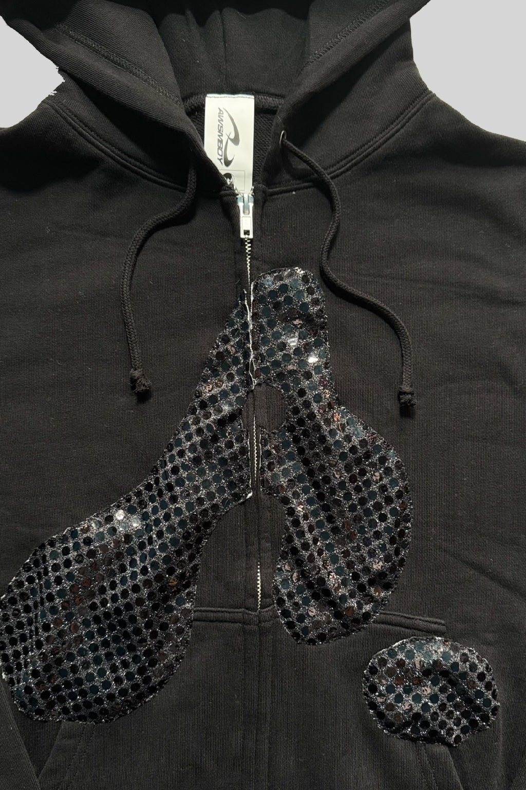 "A" LOGO ZIP-UP HOODIE(SPANGLE BLACK)