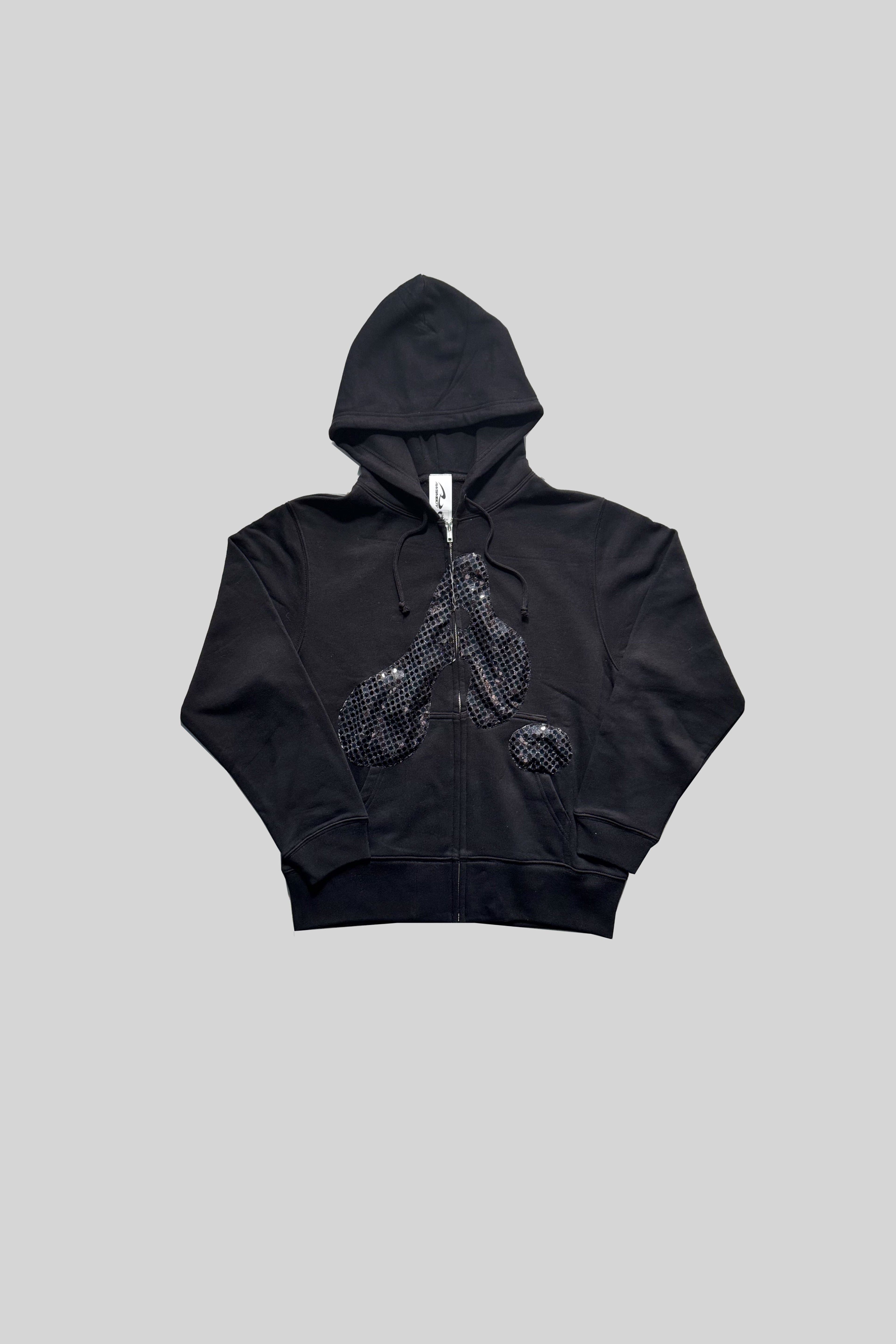 "A" LOGO ZIP-UP HOODIE(SPANGLE BLACK)