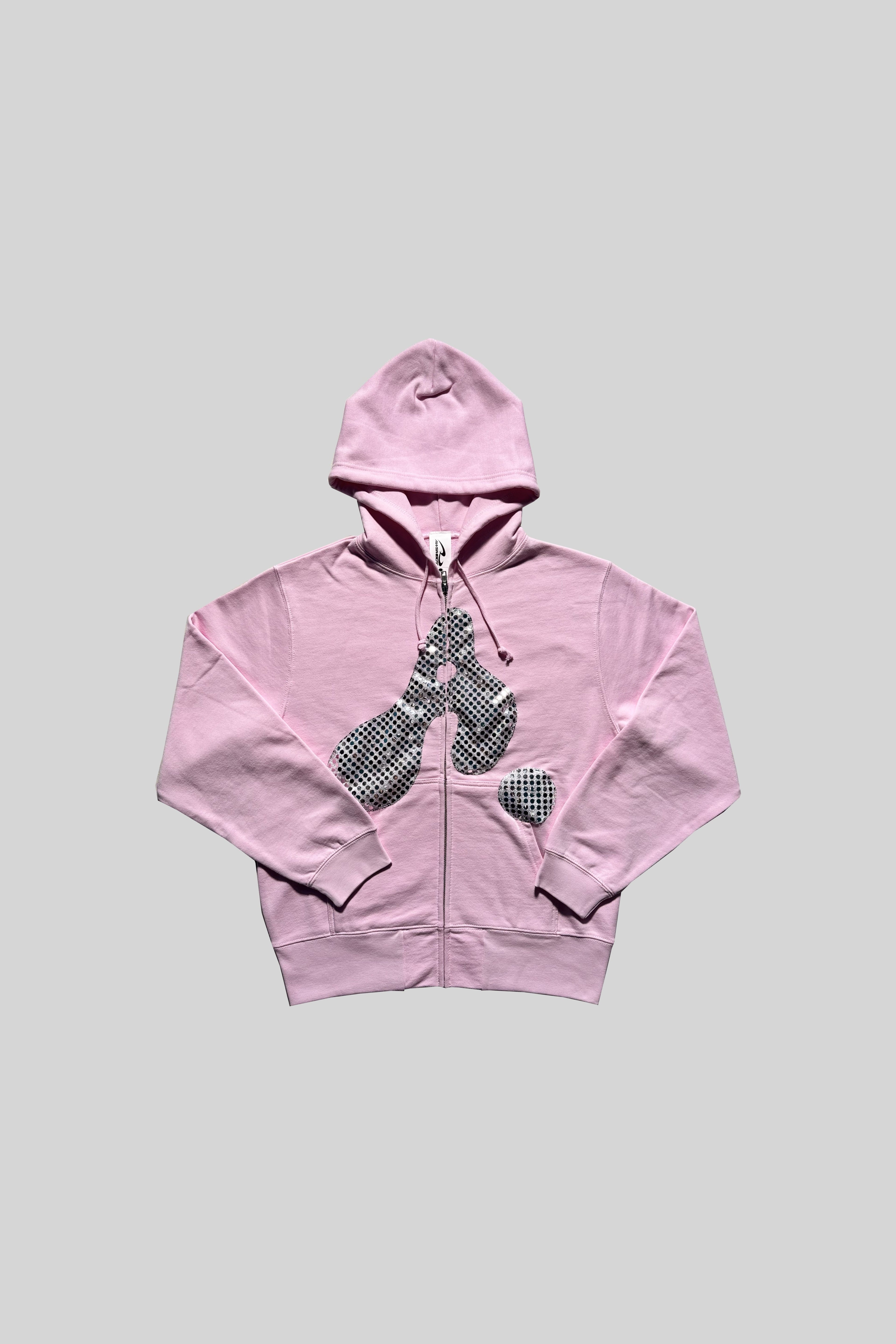"A" LOGO ZIP-UP HOODIE(SPANGLE SILVER)