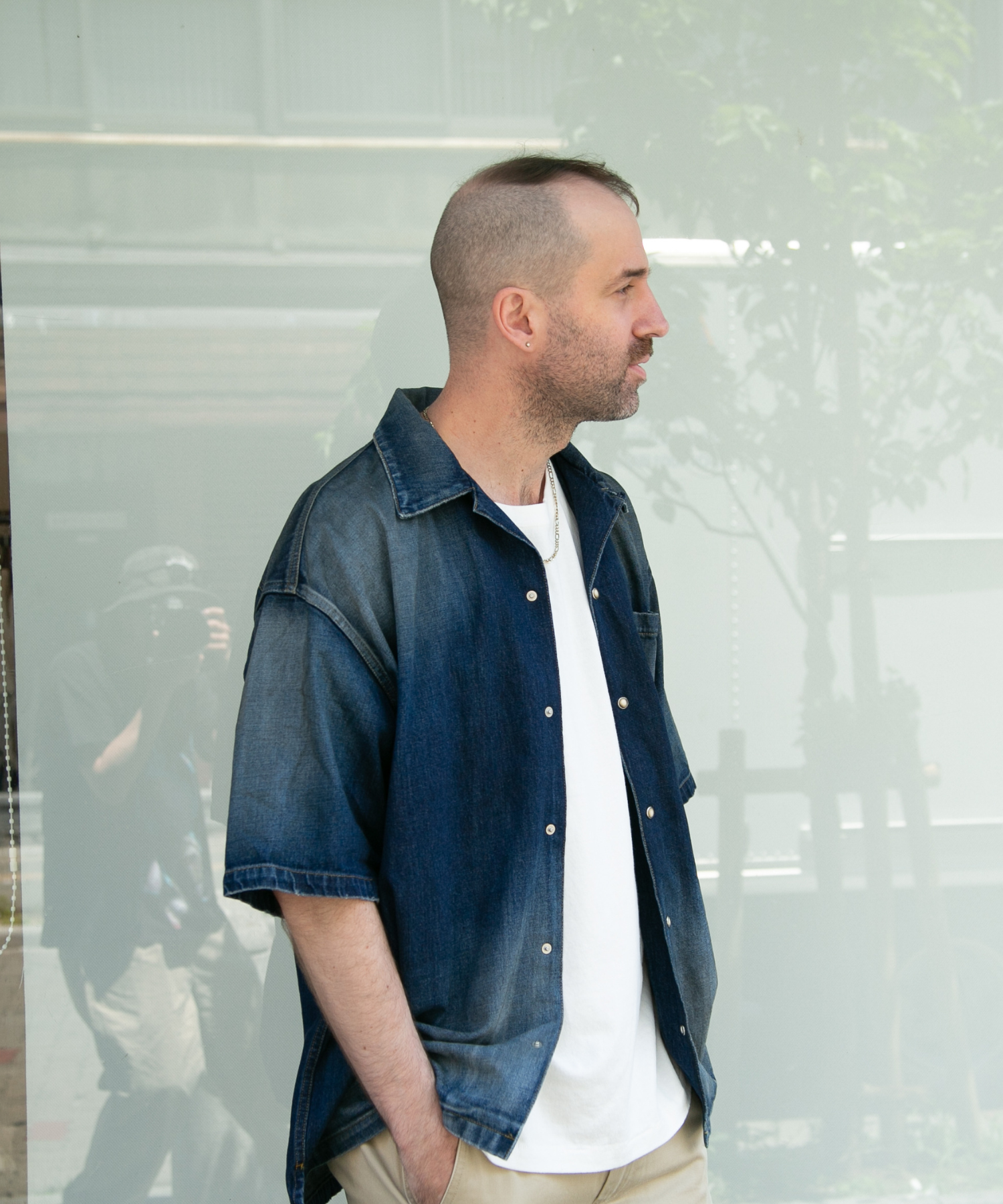 10oz DENIM SHORT SLEEVE SHIRTS（OVERSIZED）