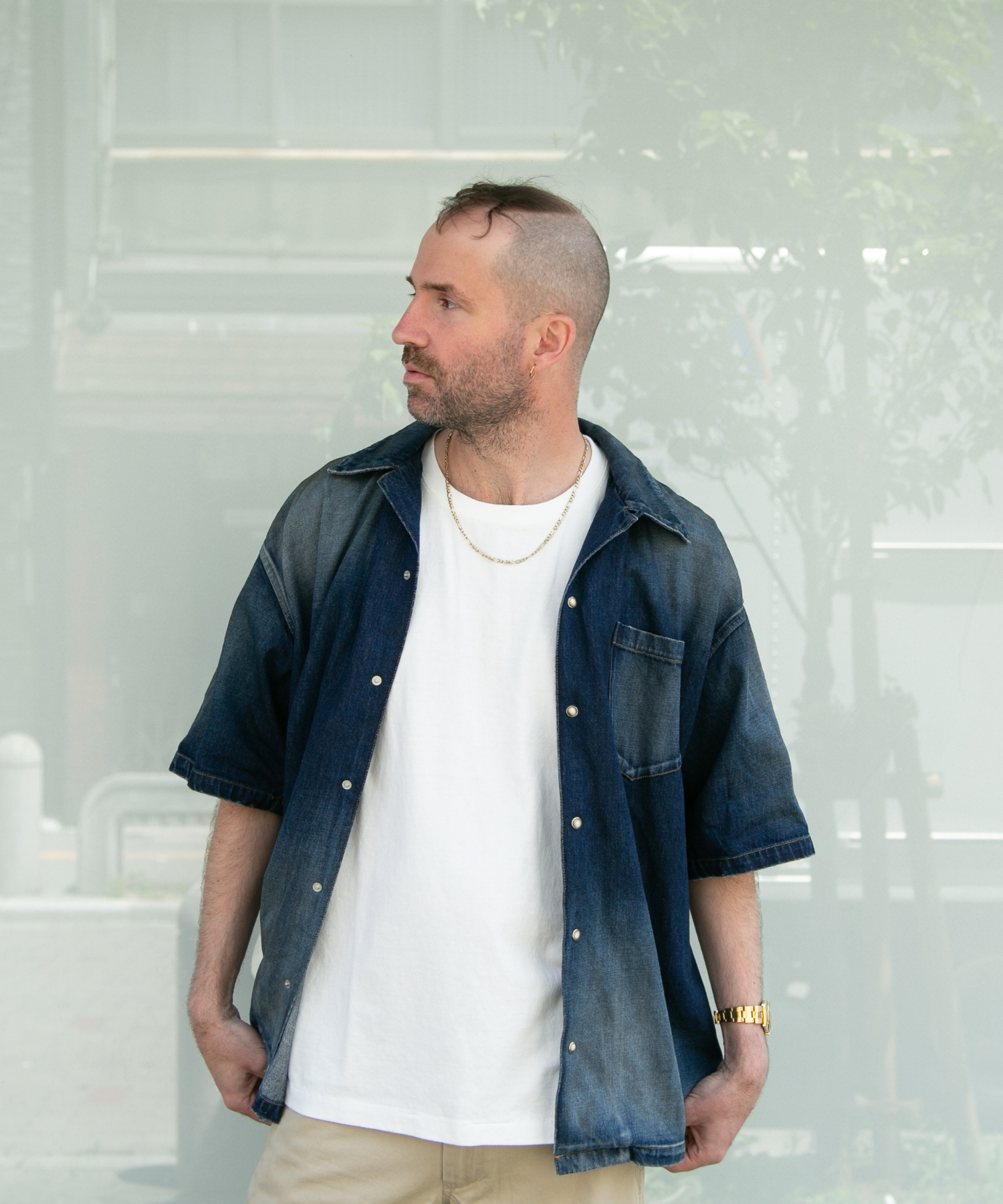 10oz DENIM SHORT SLEEVE SHIRTS（OVERSIZED）