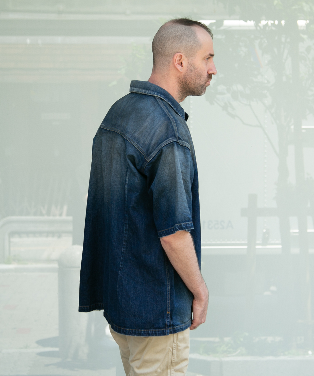 10oz DENIM SHORT SLEEVE SHIRTS（OVERSIZED）