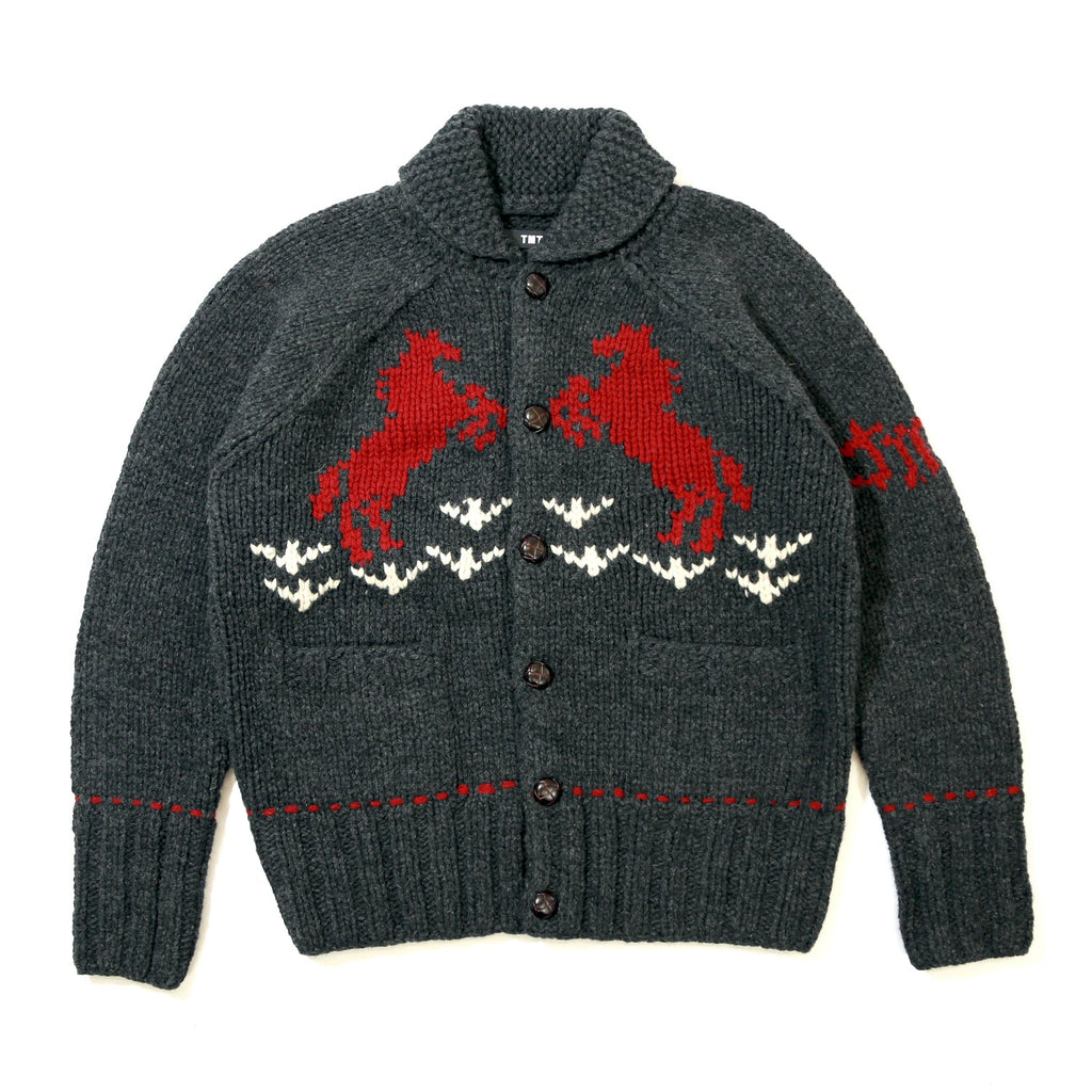 ROUGH GAUGE COWICHAN CARDIGAN／ BLACK